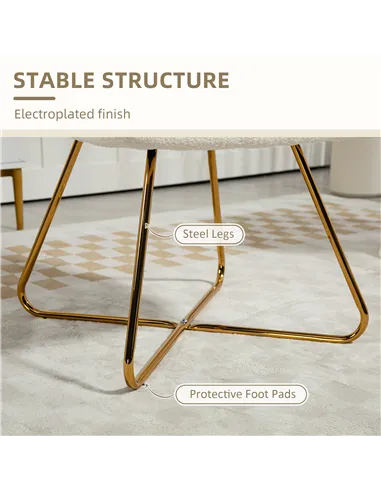 HOMCOM Set of Two Sherpa Fleece Dining Chairs - Cream