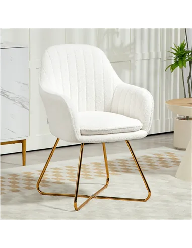 HOMCOM Set of Two Sherpa Fleece Dining Chairs - Cream