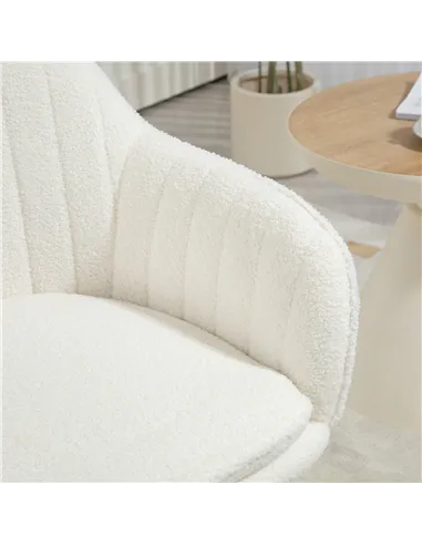 HOMCOM Set of Two Sherpa Fleece Dining Chairs - Cream