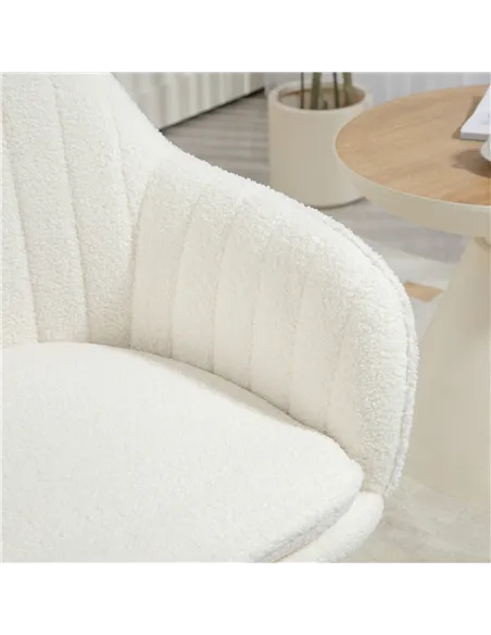 HOMCOM Set of Two Sherpa Fleece Dining Chairs - Cream
