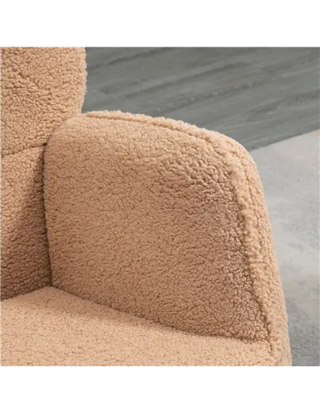 HOMCOM Soft Fleecey Rocking Wingback Chair - Light Brown
