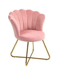 HOMCOM Velvet-Feel Lotus Petal Accent Chair - Pink