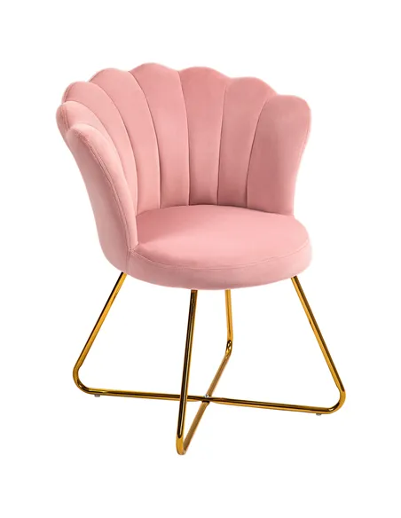 HOMCOM Velvet-Feel Lotus Petal Accent Chair - Pink