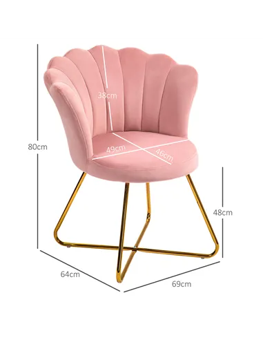HOMCOM Velvet-Feel Lotus Petal Accent Chair - Pink