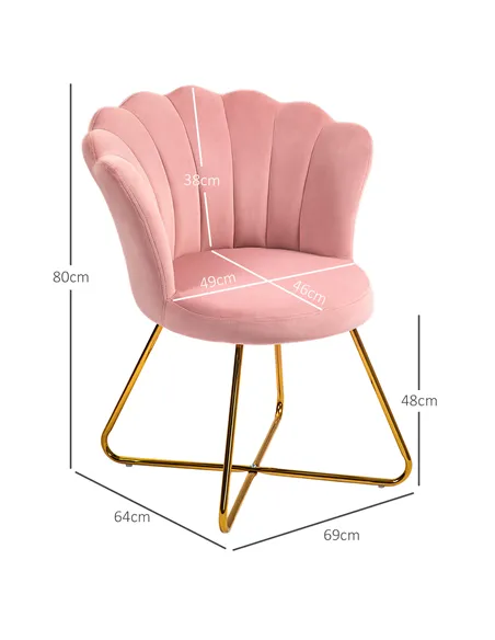 HOMCOM Velvet-Feel Lotus Petal Accent Chair - Pink