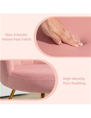 HOMCOM Velvet-Feel Lotus Petal Accent Chair - Pink