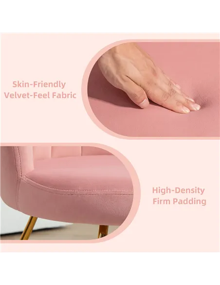 HOMCOM Velvet-Feel Lotus Petal Accent Chair - Pink
