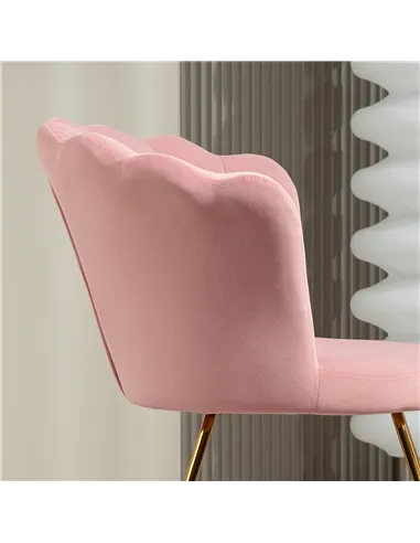HOMCOM Velvet-Feel Lotus Petal Accent Chair - Pink