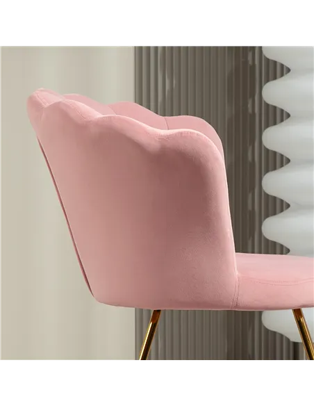 HOMCOM Velvet-Feel Lotus Petal Accent Chair - Pink
