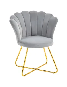 HOMCOM Velvet-Feel Lotus Petal Accent Chair - Grey