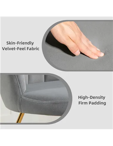 HOMCOM Velvet-Feel Lotus Petal Accent Chair - Grey