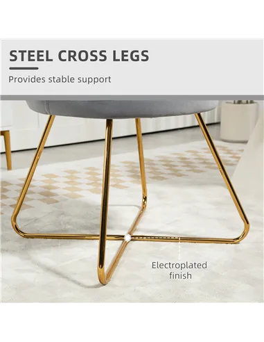 HOMCOM Velvet-Feel Lotus Petal Accent Chair - Grey