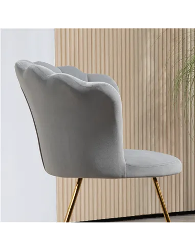 HOMCOM Velvet-Feel Lotus Petal Accent Chair - Grey