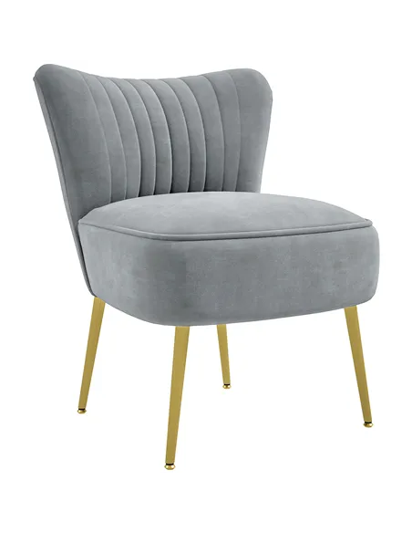 HOMCOM Velvet-Feel Tub Accent Chair - Grey