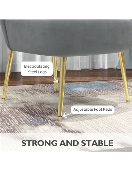 HOMCOM Velvet-Feel Tub Accent Chair - Grey