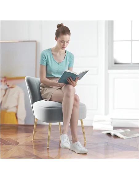 HOMCOM Velvet-Feel Tub Accent Chair - Grey