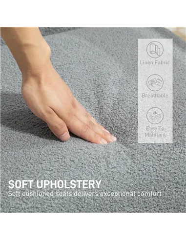 HOMCOM Accent Chair Wood Frame with Thick Cashmere Cushions Wide Seat Armchair Home Furniture Bedroom Office Grey