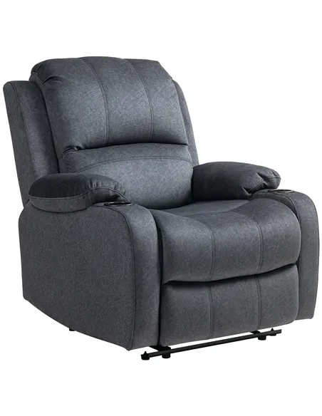 HOMCOM Microfibre Manual Reclining Armchair, with Footrest - Black