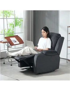 HOMCOM Microfibre Manual Reclining Armchair, with Footrest - Black 2