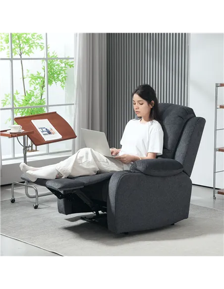 HOMCOM Microfibre Manual Reclining Armchair, with Footrest - Black