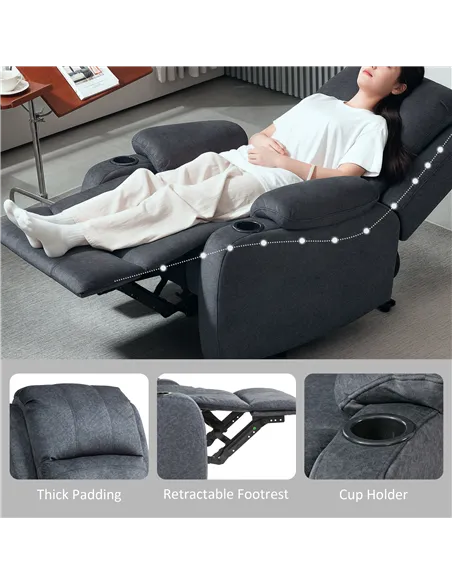 HOMCOM Microfibre Manual Reclining Armchair, with Footrest - Black
