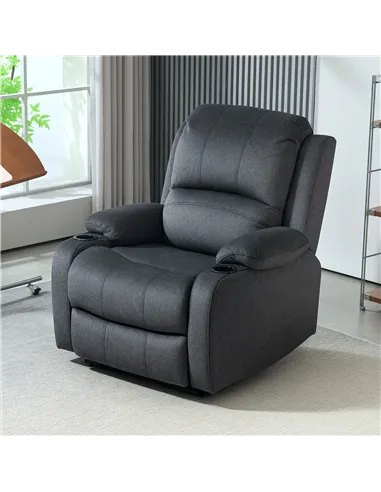 HOMCOM Microfibre Manual Reclining Armchair, with Footrest - Black