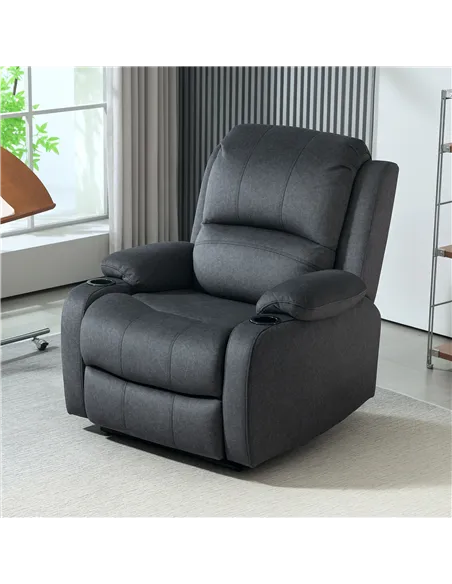 HOMCOM Microfibre Manual Reclining Armchair, with Footrest - Black