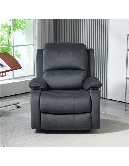 HOMCOM Microfibre Manual Reclining Armchair, with Footrest - Black
