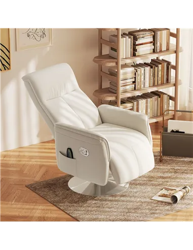 HOMCOM 10-Point Massage Recliner Armchair - Cream