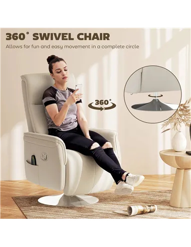 HOMCOM 10-Point Massage Recliner Armchair - Cream