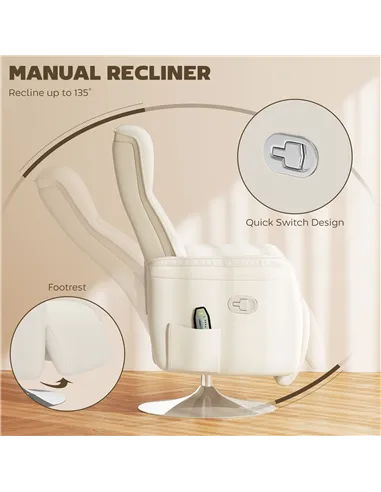 HOMCOM 10-Point Massage Recliner Armchair - Cream
