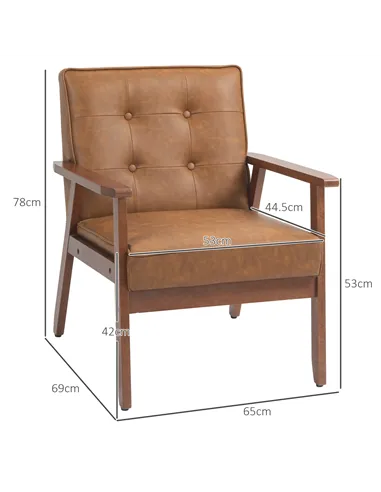 HOMCOM 2 Pack Retro-Style Accent Chair, with Faux Leather Seat - Brown