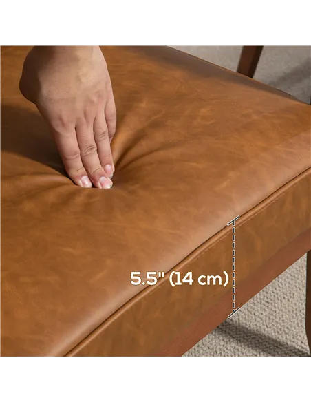 HOMCOM 2 Pack Retro-Style Accent Chair, with Faux Leather Seat - Brown