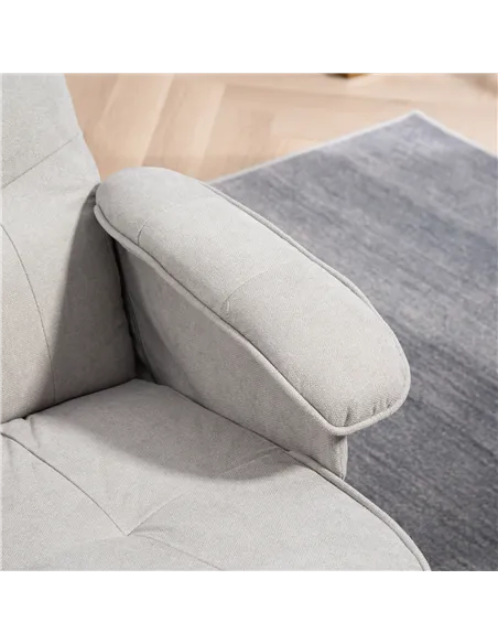 HOMCOM Linen Swivel Recliner Chair with Footstool, Upholstered Reclining Armchair with Wooden Base for Living Room, Light Grey