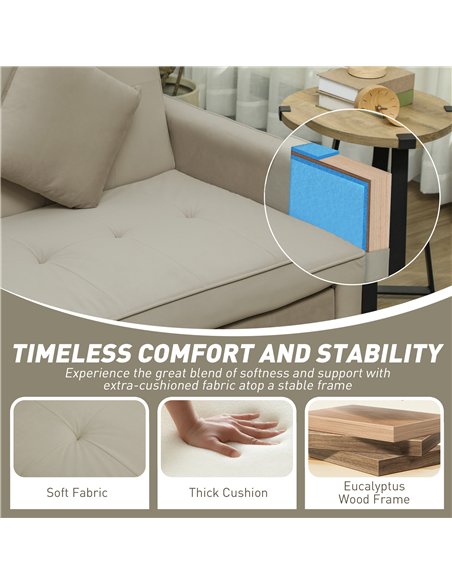 HOMCOM Three-Person Velvet-Feel Sofa Bed - Beige