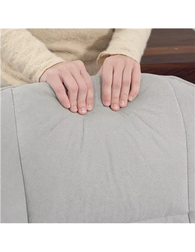 HOMCOM Linen Swivel Recliner Chair with Footstool, Upholstered Reclining Armchair with Wooden Base for Living Room, Light Grey