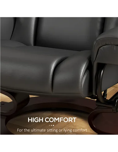 HOMCOM Massage Recliner Chair with Footstool, Upholstered Reclining Armchair with Adjustable Backrest, Steel Frame and Wood Base