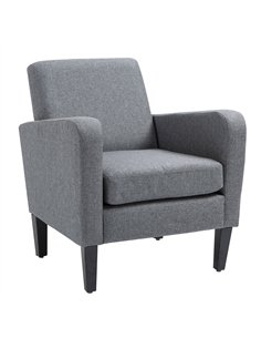 HOMCOM Modern Accent Chair, Occasional Chair with Rubber Wood Legs for Living Room, Bedroom, Grey