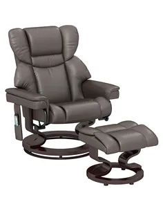 HOMCOM Massage Recliner Chair with Footstool, Upholstered Reclining Armchair with Adjustable Backrest, Steel Frame and Wood Base