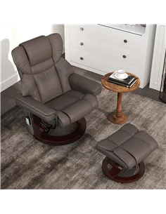 HOMCOM Massage Recliner Chair with Footstool, Upholstered Reclining Armchair with Adjustable Backrest, Steel Frame and Wood Base 2