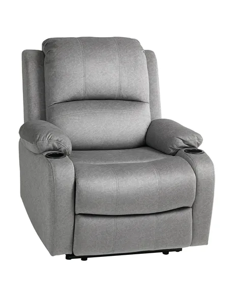 HOMCOM Microfibre Manual Reclining Armchair, with Footrest - Grey