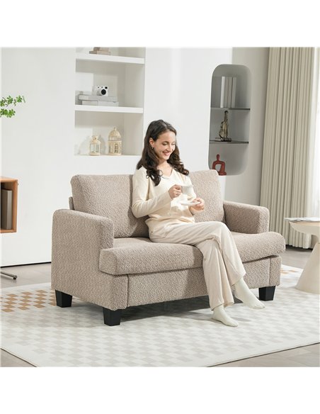 HOMCOM Two-Seater Chenille Sofa - Light Brown