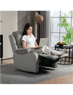 HOMCOM Microfibre Manual Reclining Armchair, with Footrest - Grey 2