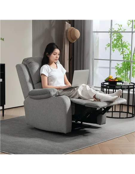 HOMCOM Microfibre Manual Reclining Armchair, with Footrest - Grey