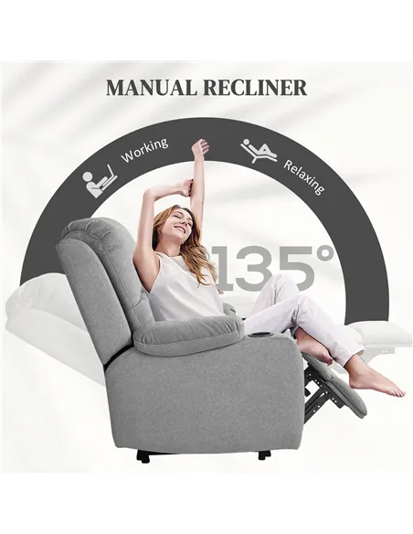 HOMCOM Microfibre Manual Reclining Armchair, with Footrest - Grey