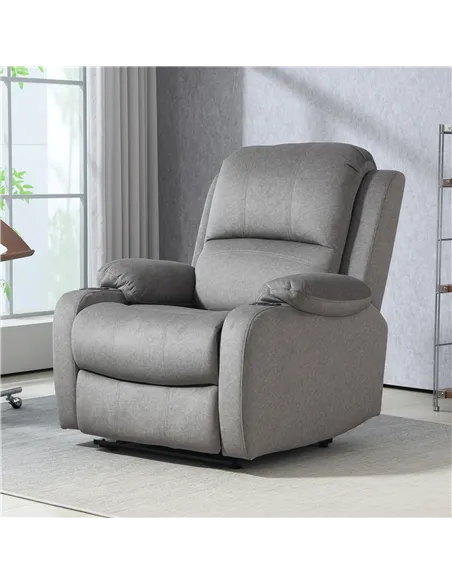 HOMCOM Microfibre Manual Reclining Armchair, with Footrest - Grey