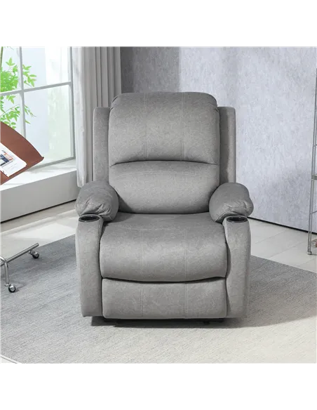 HOMCOM Microfibre Manual Reclining Armchair, with Footrest - Grey