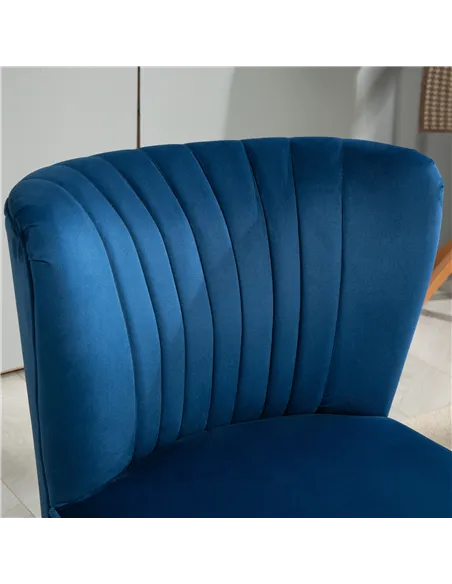 HOMCOM Modern Accent Chair, Fabric Living Room Chair with Rubber Wood Legs and Thick Padding, Dark Blue