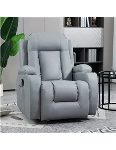 HOMCOM Massage Recliner Chair with 8 Vibration & Heat, PU Leather Recliner Armchair with Cup Holders and Side Pockets, Manual Re 2