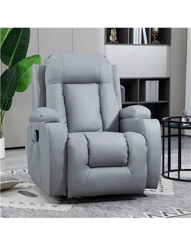 HOMCOM Massage Recliner Chair with 8 Vibration & Heat, PU Leather Recliner Armchair with Cup Holders and Side Pockets, Manual Re
